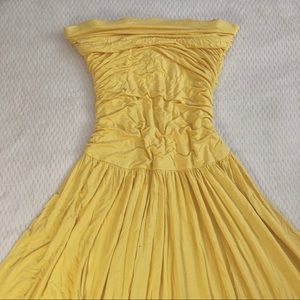 Strapless Maxi Flow Yellow Dress XL